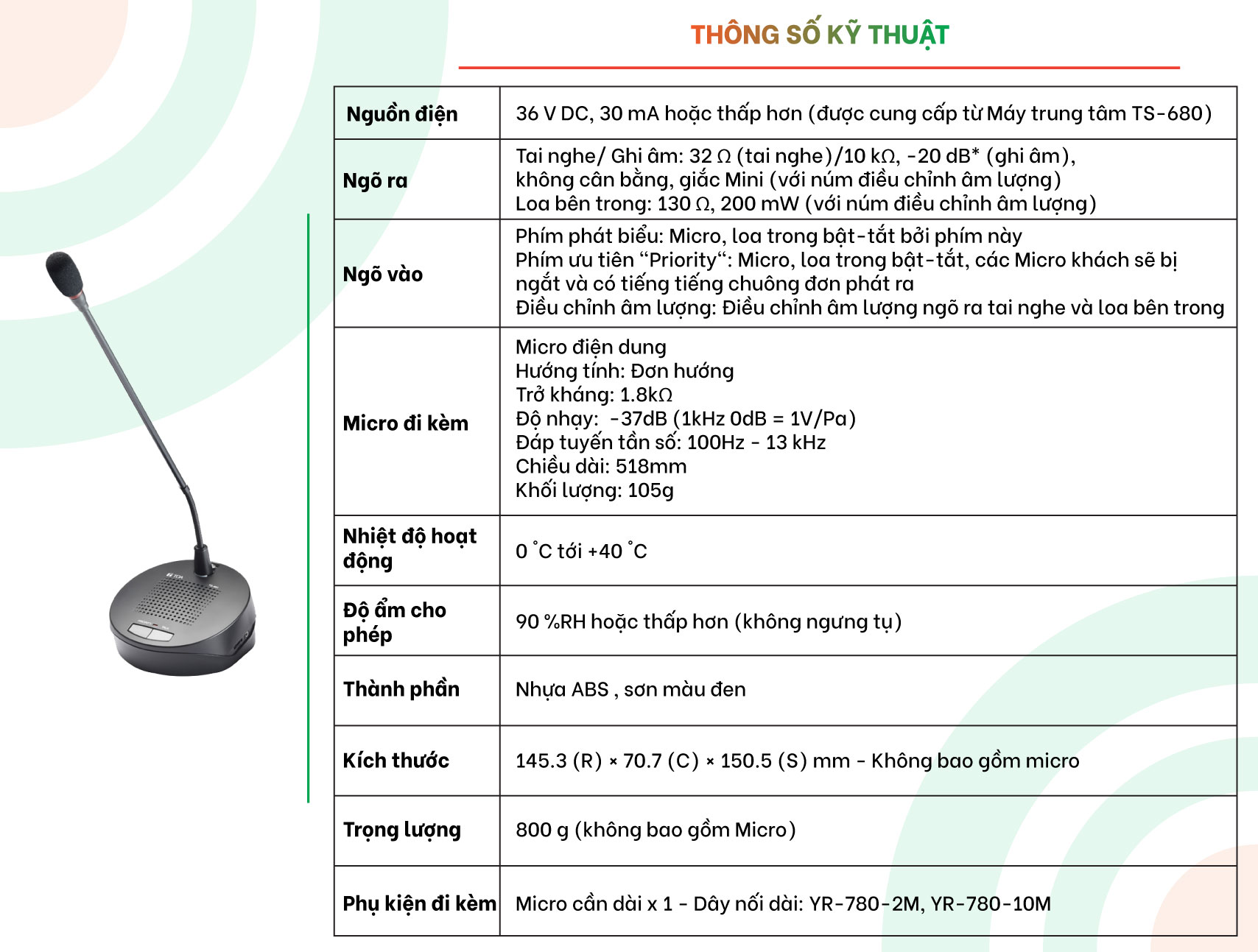 Micro chủ tịch TOA TS 681L AS