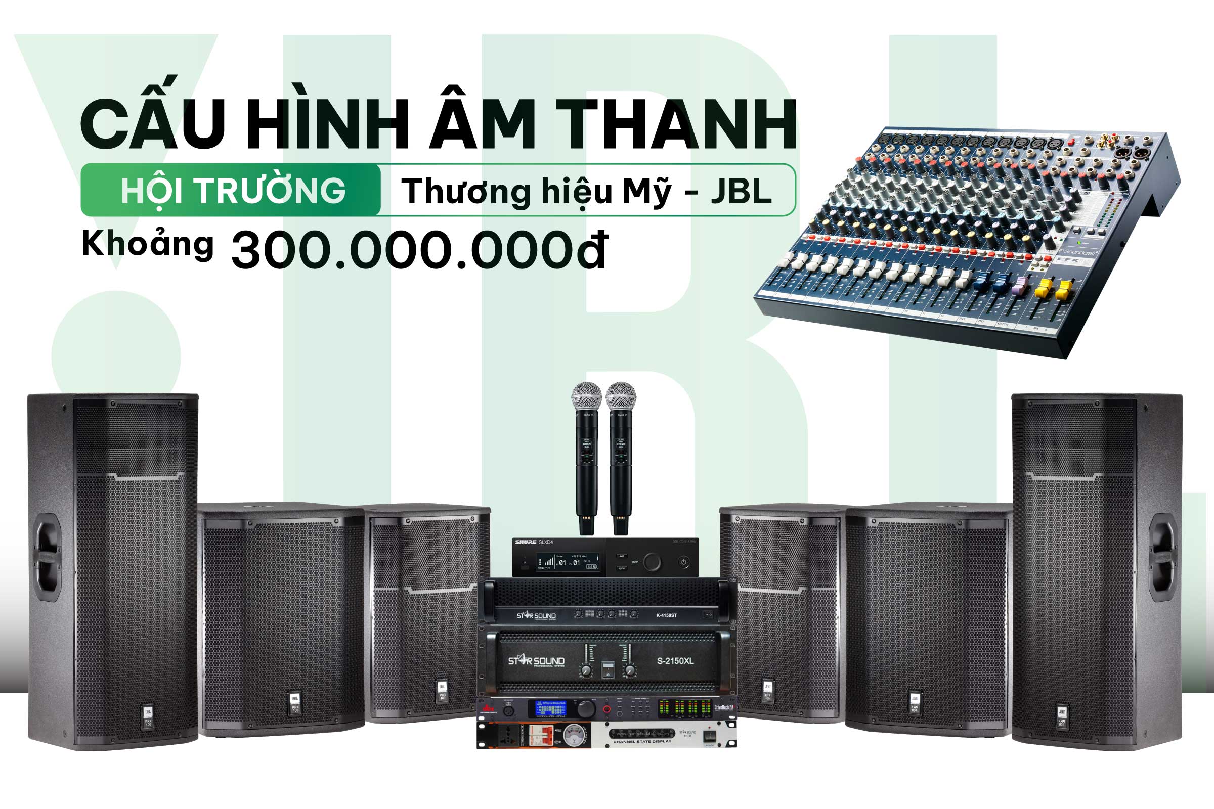 Thiết bị dàn âm thanh hội trường JBL khoảng 300 triệu