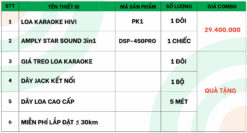 Cấu hình thiết bị dàn karaoke gia đình HV25
