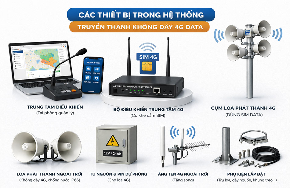 Thiết bị truyền thanh không dây 4G Data